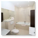 Badeinrichtung mit WC und Badewanne